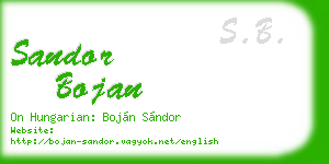 sandor bojan business card